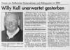 Willy Koll verstarb pl�tzlich und unerwartet in M�nchen.